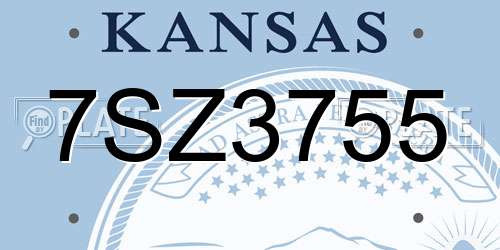 7SZ3755 Kansas License Plate
