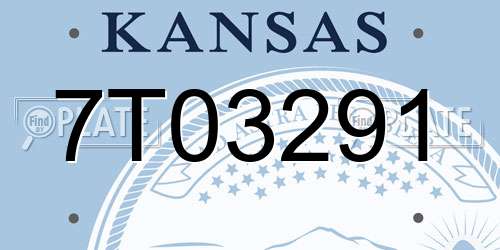 7T03291 Kansas License Plate