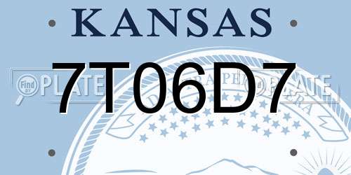 7T06D7 Kansas License Plate