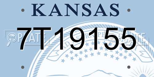 7T19155 Kansas License Plate