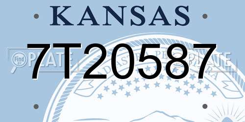 7T20587 Kansas License Plate
