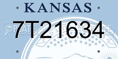 7T21634 Kansas License Plate