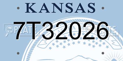 7T32026 Kansas License Plate