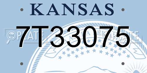 7T33075 Kansas License Plate