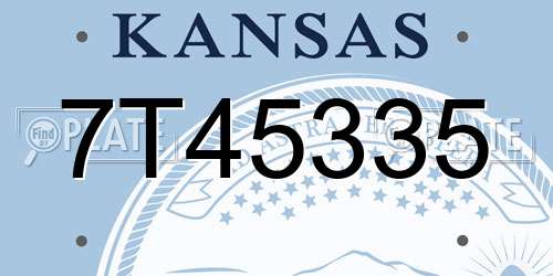 7T45335 Kansas License Plate