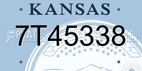 7T45338 Kansas License Plate