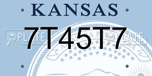 7T45T7 Kansas License Plate