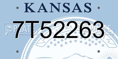 7T52263 Kansas License Plate
