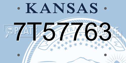 7T57763 Kansas License Plate