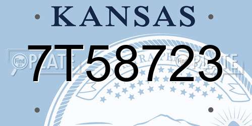 7T58723 Kansas License Plate
