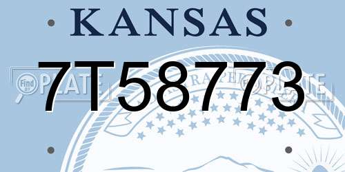 7T58773 Kansas License Plate
