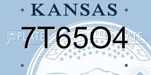 7T65O4 Kansas License Plate