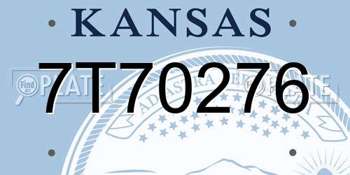 7T70276 Kansas License Plate