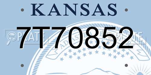 7T70852 Kansas License Plate
