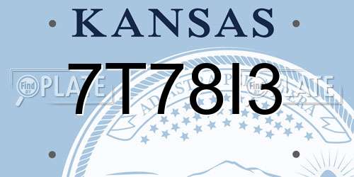 7T78I3 Kansas License Plate