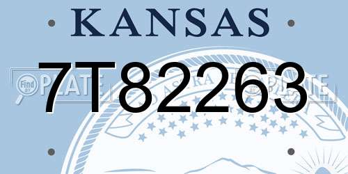 7T82263 Kansas License Plate
