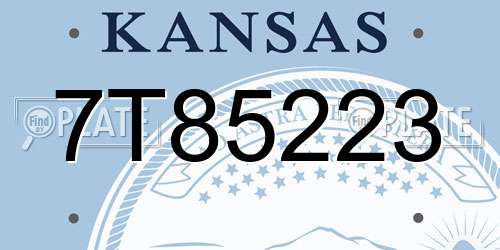 7T85223 Kansas License Plate