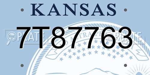 7T87763 Kansas License Plate