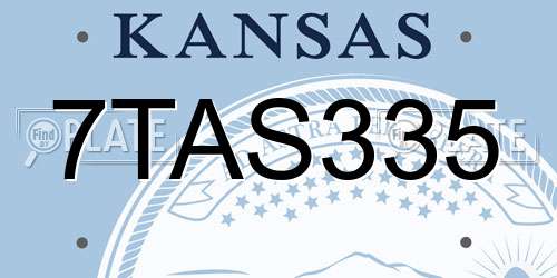 7TAS335 Kansas License Plate