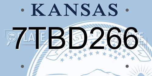 7TBD266 Kansas License Plate