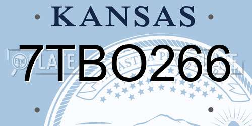 7TBO266 Kansas License Plate