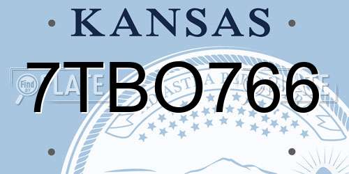 7TBO766 Kansas License Plate
