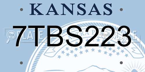 7TBS223 Kansas License Plate