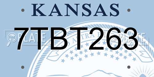 7TBT263 Kansas License Plate