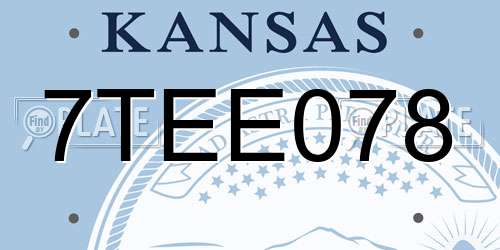 7TEE078 Kansas License Plate