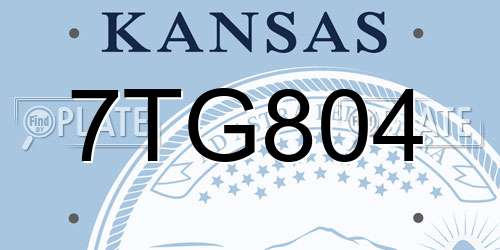 7TG804 Kansas License Plate