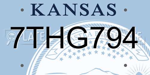 7THG794 Kansas License Plate
