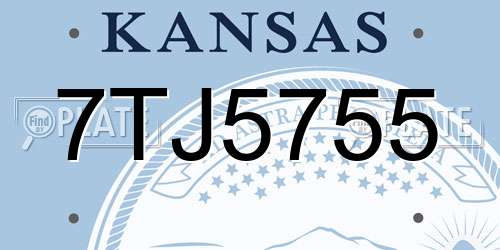 7TJ5755 Kansas License Plate