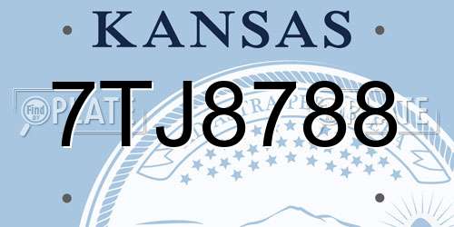 7TJ8788 Kansas License Plate