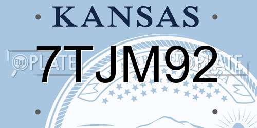 7TJM92 Kansas License Plate