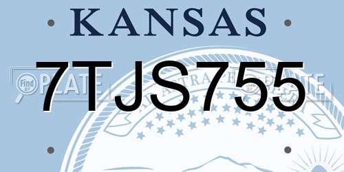 7TJS755 Kansas License Plate