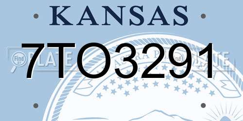 7TO3291 Kansas License Plate