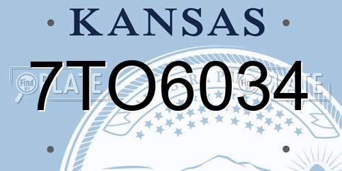 7TO6034 Kansas License Plate