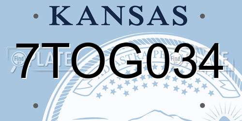 7TOG034 Kansas License Plate