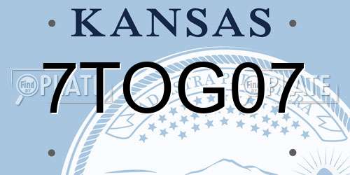 7TOG07 Kansas License Plate