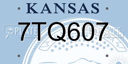 7TQ607 Kansas License Plate