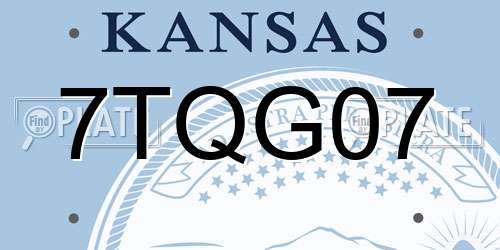 7TQG07 Kansas License Plate