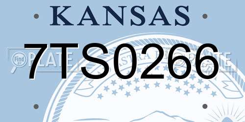 7TS0266 Kansas License Plate