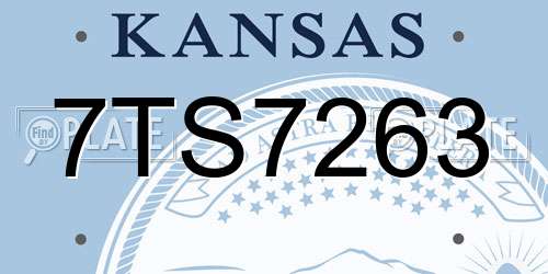 7TS7263 Kansas License Plate