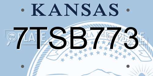 7TSB773 Kansas License Plate