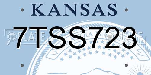 7TSS723 Kansas License Plate