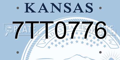 7TT0776 Kansas License Plate