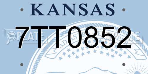 7TT0852 Kansas License Plate