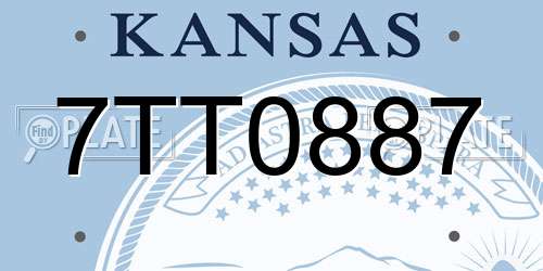 7TT0887 Kansas License Plate