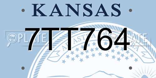 7TT764 Kansas License Plate