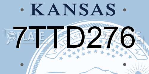 7TTD276 Kansas License Plate